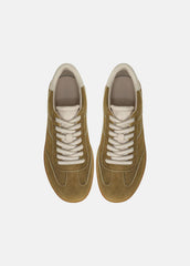 VINCE | Oasis Contrast-Edge Suede Sneaker in Sneakers - OLIVEWOOD/FLAX