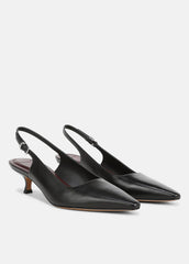 VINCE | Sabra Leather Slingback Heel in Heels - BLACK