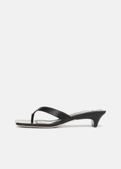 VINCE | San Juan Leather Heeled Thong Sandal in Heels - BLACK