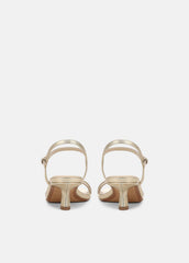 VINCE | Tilda Metallic Leather Heeled Sandal in Heels - CHAMPAGNE