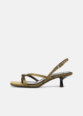 VINCE | Tali Satin Slingback Sandal in Heels - OLIVE WOOD