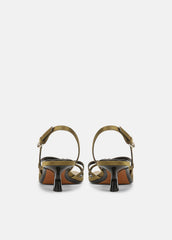 VINCE | Tali Satin Slingback Sandal in Heels - OLIVE WOOD