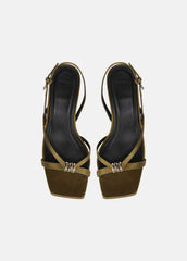VINCE | Tali Satin Slingback Sandal in Heels - OLIVE WOOD
