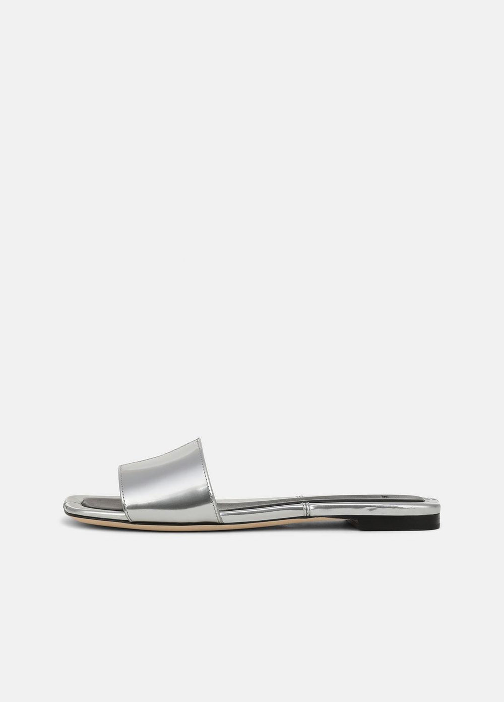 VINCE | Valeria Metallic Leather Slide Sandal in Sandals - SILVER
