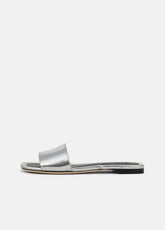 VINCE | Valeria Metallic Leather Slide Sandal in Sandals - SILVER