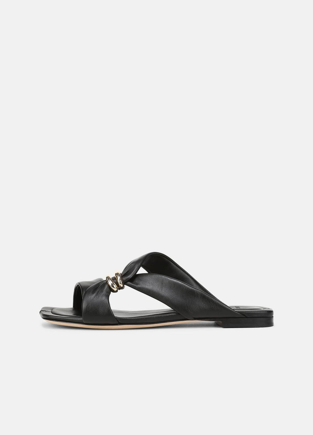 VINCE | Vilma Leather Slide Sandal in Sandals - BLACK