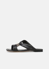VINCE | Vilma Leather Slide Sandal in Sandals - BLACK