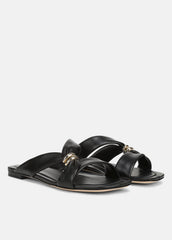 VINCE | Vilma Leather Slide Sandal in Sandals - BLACK