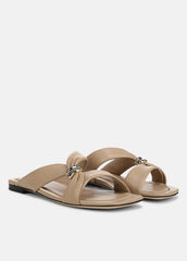 VINCE | Vilma Leather Slide Sandal in Sandals - WARM ALMOND