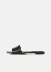 VINCE | Valeria Leather Slide Sandal in Sandals - BLACK