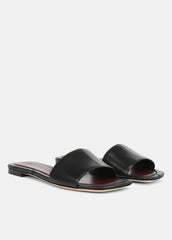 VINCE | Valeria Leather Slide Sandal in Sandals - BLACK