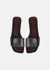 VINCE | Valeria Leather Slide Sandal in Sandals - BLACK