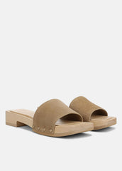 VINCE | Barbara Suede Slide Sandal in Sandals - WHEAT