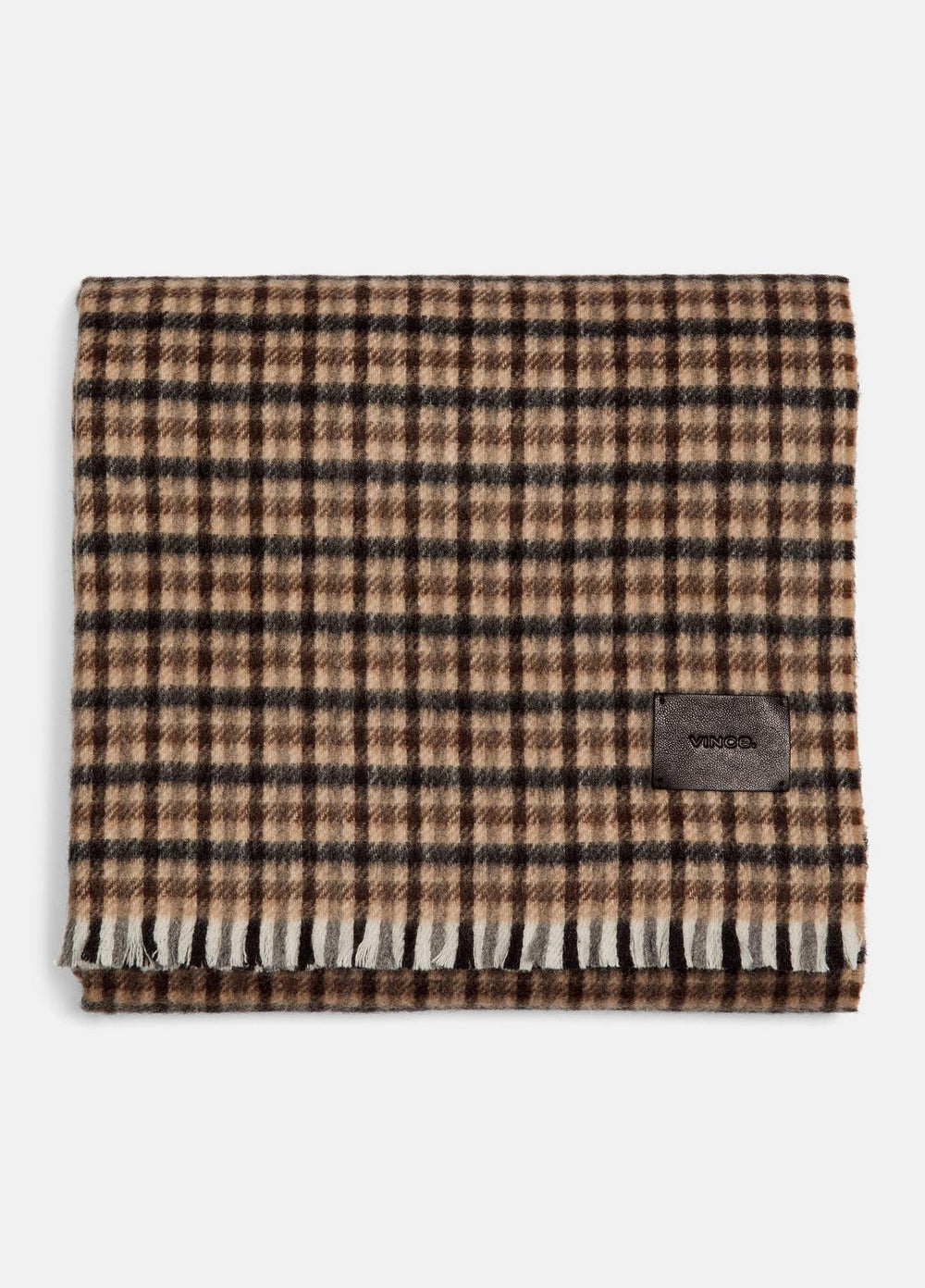 VINCE | Gingham Wool-Cashmere Oversized Wrap in Scarves & Hats - BLACK/GRAPE