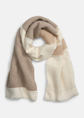 VINCE | Brushed Alpaca-Blend Colorblock Scarf in Scarves & Hats - TAUPE