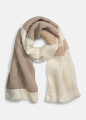 VINCE | Brushed Alpaca-Blend Colorblock Scarf in Scarves & Hats - TAUPE