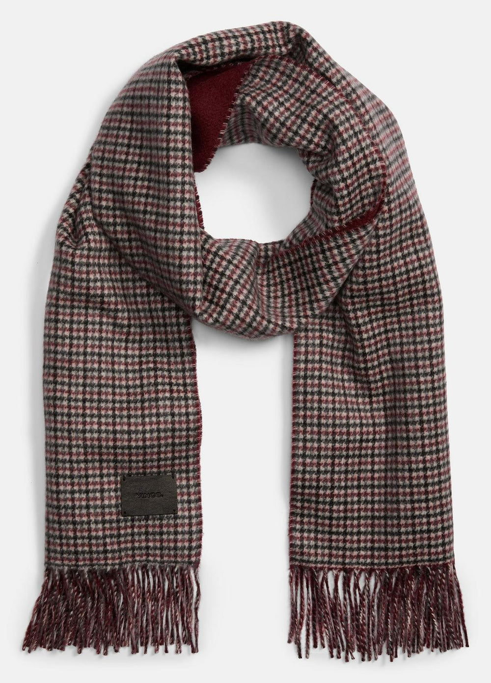 VINCE | Micro-Houndstooth Cashmere Scarf in Scarves & Hats - BORDEAUX