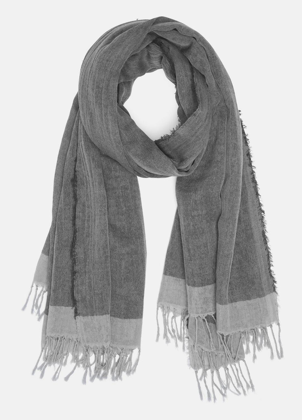 VINCE | Border-Stripe Cotton Scarf in Scarves & Hats - SEA STONE/DARK SEA STONE
