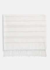 VINCE | Stripe Cotton-Cashmere Wrap in Scarves & Hats - WHITE/TUSK