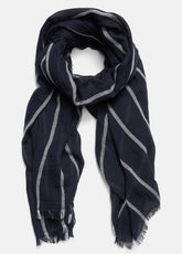 VINCE | Cotton Gauze Awning Stripe Scarf in Scarves & Hats - COASTAL BLUE/OPTIC WHITE