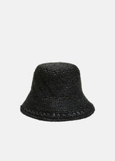 VINCE | Straw Bucket Hat in Scarves & Hats - BLACK