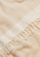 VINCE | Border-Stripe Cotton Scarf in Scarves & Hats - OPTIC WHITE/WHITE OAK