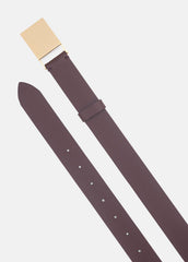 VINCE | Women's 30mm Plaque Leather Belt in Belts - FIG