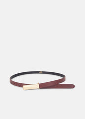 VINCE | Women's 15mm Elongated Plaque Leather Belt in Belts - BORDEAUX
