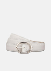 VINCE | Women’s 20mm Stitched Lizard-Embossed Leather Belt in Belts - HORCHATA