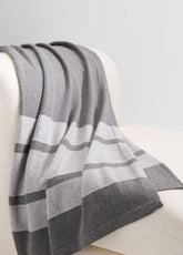 VINCE | Cashmere Jersey Stripe Throw in Pillows & Blankets - MEDIUM HEATHER GREY