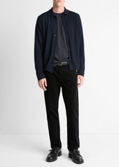 VINCE | Featherweight Merino Wool-Cashmere Sweater Shirt in Long Sleeve - COASTAL BLUE
