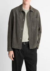 VINCE | Nubuck Leather Trucker Jacket in Leather Jackets - SYCAMORE