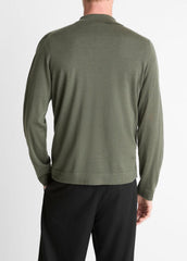 VINCE | Featherweight Merino Wool-Cashmere Sweater Shirt in Long Sleeve - SYCAMORE