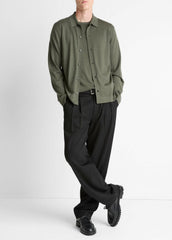 VINCE | Featherweight Merino Wool-Cashmere Sweater Shirt in Long Sleeve - SYCAMORE