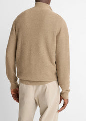 VINCE | Geo-Jacquard Wool-Blend Quarter-Zip Sweater in Crew Neck - TETON/RIVER SAND