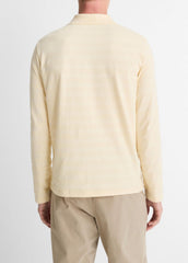 VINCE | Jacquard-Stripe Cotton Long-Sleeve Polo Shirt in Long Sleeve - MEADOWLARK