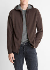 VINCE | Cashmere Zip-Front Hoodie in Sweatshirts & Hoodies - MISSION/MEDIUM HEATHER GREY
