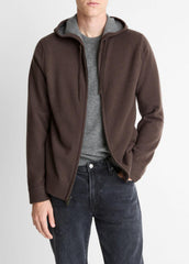 VINCE | Cashmere Zip-Front Hoodie in Sweatshirts & Hoodies - MISSION/MEDIUM HEATHER GREY