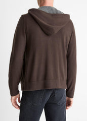 VINCE | Cashmere Zip-Front Hoodie in Sweatshirts & Hoodies - MISSION/MEDIUM HEATHER GREY