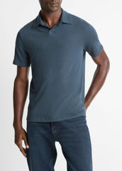 VINCE | Cotton Johnny-Collar Polo Shirt in Henleys & Polos - CLEAR LAKE