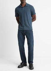 VINCE | Cotton Johnny-Collar Polo Shirt in Henleys & Polos - CLEAR LAKE