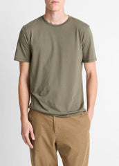 VINCE | Pima Cotton Crew Neck T-Shirt in Short Sleeve - SYCAMORE
