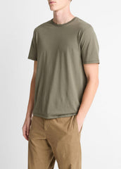 VINCE | Pima Cotton Crew Neck T-Shirt in Short Sleeve - SYCAMORE