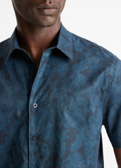 VINCE | Dyed Camouflage Cotton Short-Sleeve Button-Front Shirt in Short Sleeve - RAPIDS COMBO
