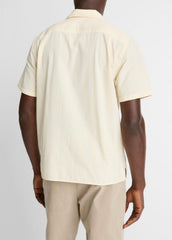 VINCE | Union Stripe Cotton Short-Sleeve Loop-Collar Shirt in Short Sleeve - MEADOWLARK