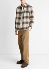 VINCE | Missoula Plaid Button-Front Shirt in Long Sleeve - WHITECAP COMBO