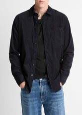 VINCE | Italian Cotton Corduroy Button-Front Shirt in Long Sleeve - COASTAL BLUE