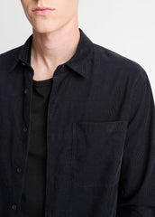 VINCE | Italian Cotton Corduroy Button-Front Shirt in Long Sleeve - COASTAL BLUE