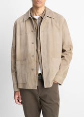 VINCE | Suede Shirt Jacket in Shirt Jackets - PUTTY