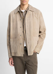 VINCE | Suede Shirt Jacket in Shirt Jackets - PUTTY
